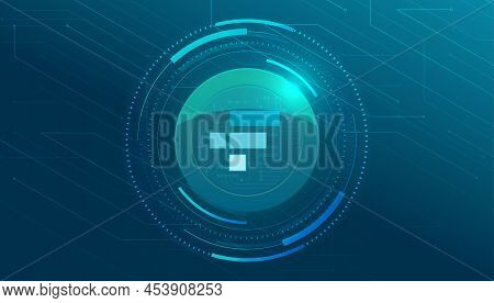 Ftx Token Banner. Ftt Coin Cryptocurrency Concept Banner Background.