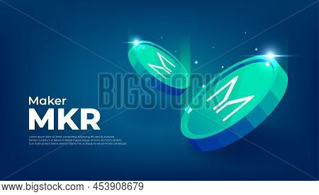 Maker (mkr) Coin Crypto Currency Themed Banner.