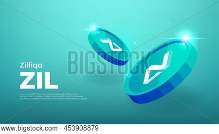 Zilliqa (zil) Crypto Currency Themed Banner Vector.