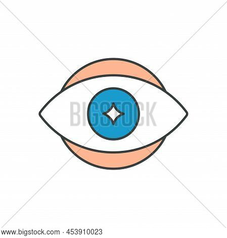 Human Eye Blue Glossy Lens Spiritual Optical Eyesight Pop Art Groovy Style T Shirt Vector Cartoon