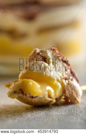 Tiramisu. Dessert With Cream For Breakfast. High Quality Photo