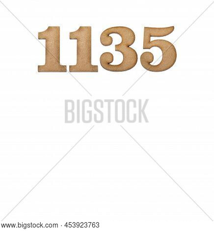 Number 1135 In Wood, Isolated On White Background