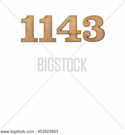 Number 1143 In Wood, Isolated On White Background