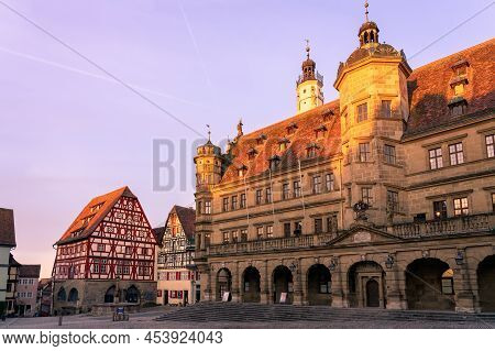 Beautiful Architecture Of Romantic Rothenburg Ob Der Tauber With Timbered Fachwerkhaus Syle Houses I
