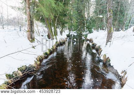 The Schwarzach Creek In Spiegelau In The Bavarian Forest, Germany