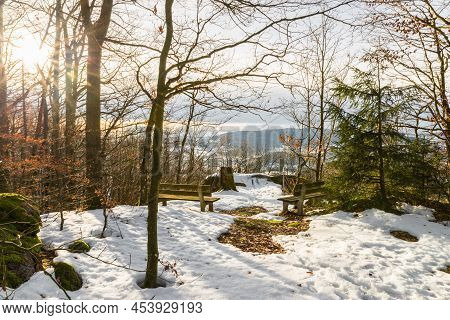 Sightseeing Platform Aussichtsstein-frauenberg Near Grafenau In The Bavarian Forest, Germany