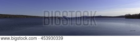 Memphremagog Lake Panorama Water Mountains And Sky Landscape Estrie Eastern Townships Magog Quebec C