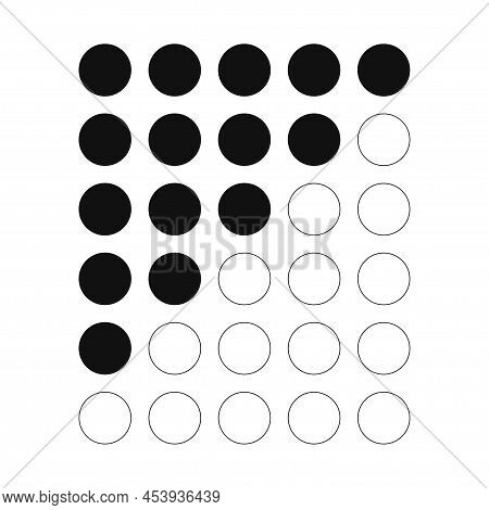 5 Points Rating. Five Dots Ranking. Review Stars Rate On Transparent Background