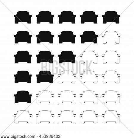 5 Cars Quantity Rating. Five Auto Stars Ranking. Number Of Cars Rate On Transparent Background. Vehi