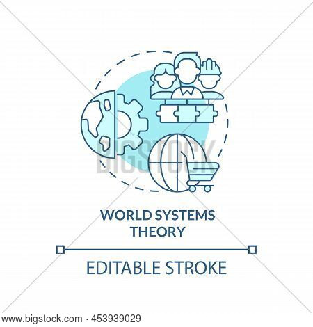 World Systems Theory Turquoise Concept Icon. Worldwide Interdependent Economics Abstract Idea Thin L