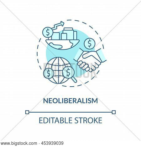 Neoliberalism Turquoise Concept Icon. Free International Market And Trading Abstract Idea Thin Line 