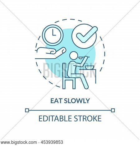 Eat Slowly Turquoise Concept Icon. Do Not Hurry. Table Manners. Restaurant Etiquette Abstract Idea T