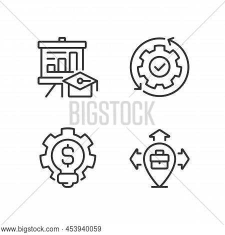 Improvement Business Process Pixel Perfect Linear Icons Set. Career Growth. Customizable Thin Line S