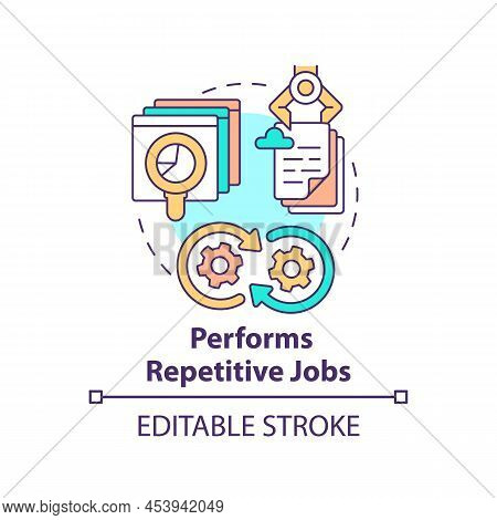 Performs Repetitive Jobs Concept Icon. Artificial Intelligence Advantage Abstract Idea Thin Line Ill