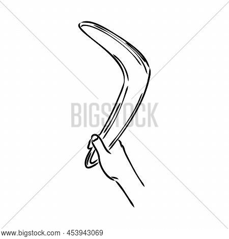 Boomerang In Flight. Vector Drawing Boomerang Vector