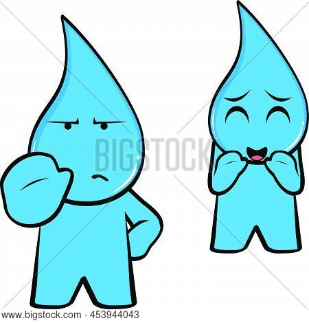 Water Drop Cartoon Pack Kawaii Expression Pack In Vector Format