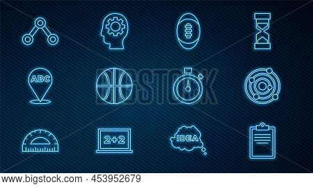 Set Line Clipboard With Checklist, Solar System, American Football Ball, Basketball, Alphabet, Molec
