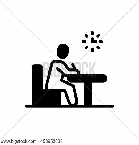 Black Solid Icon For Exam Test Examination Paper Assessment Midterm Study Review Student Desk Educat
