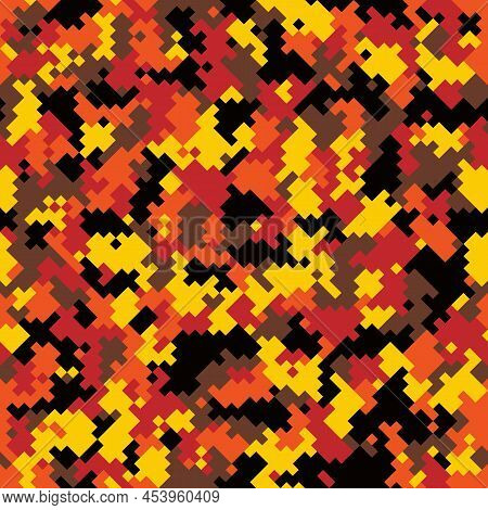 Africa Colors Seamless Pattern Camouflage Background Of Pixel Spots