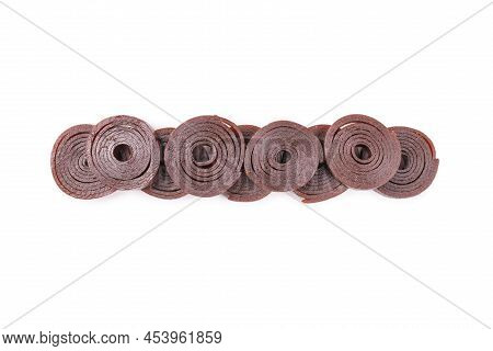 Natural Dessert, Fruit Pastille Isolated On A White Background. Natural Candy, Pastille Roll.