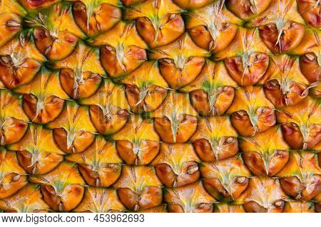 Pineapple Pattern. Summer Concept. Texture Of Pineapple Skin. Patterned Fruits Background.