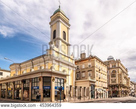 Rijeka,croatia - April 24,2022 - View At The Church Of Saint Nicolas In The Streets Of Rijeka. Rijek