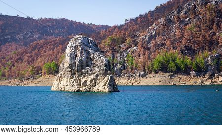 Stone Cliffs At Oymapinar Dam In Green Canyon In Turkey