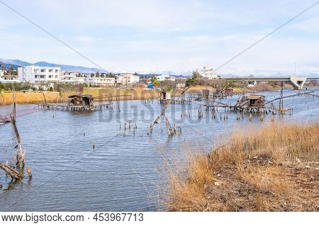 Huts Of Fishermen In The Bay Of Ulcinj Town, Montenegro