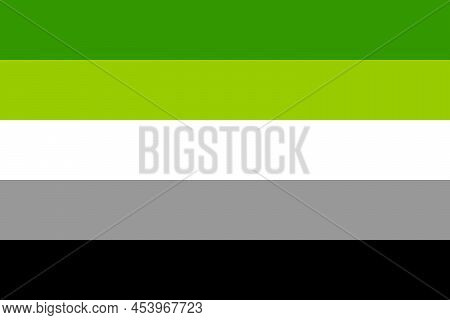 Aromantic Pride Flag Vector Illustration. Lgbt Community. Bright Concept Background, Template For Ba