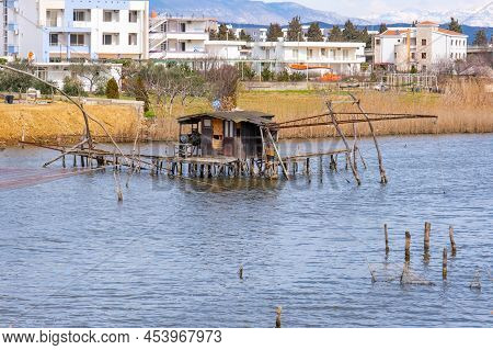 Huts Of Fishermen In The Bay Of Ulcinj Town, Montenegro