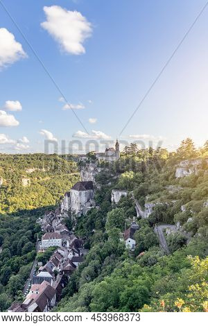 View Of The Famous Rocamadour Castle On Top Of The Cliff In lot, Occitania, Southwestern France (ver