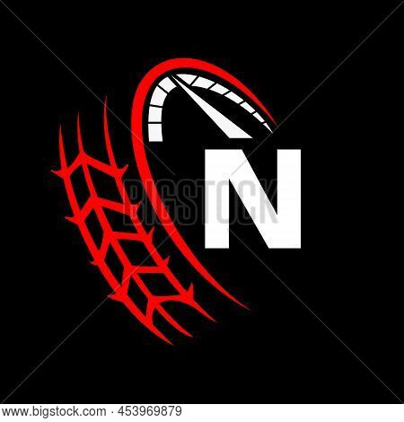 Car Automotive Logo On Letter N Speed Concept. Sport Car Template For Car Service, Car Repair With S