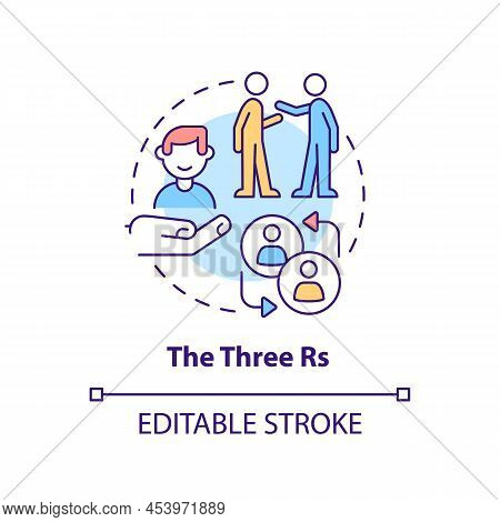 Three Rs Concept Icon. Recognition, Respect And Response. Business Etiquette Abstract Idea Thin Line