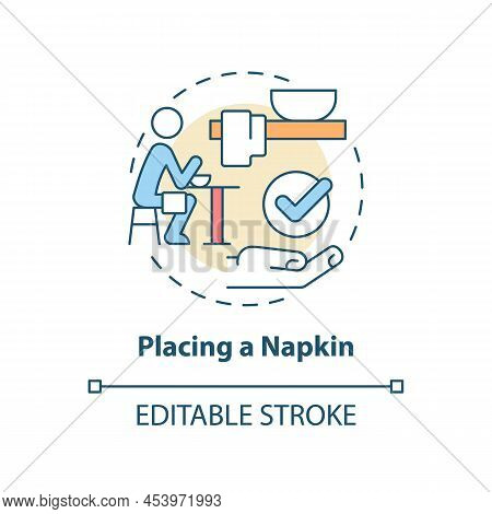 Placing Napkin Concept Icon. Place Serviette On Lap. Restaurant Etiquette Abstract Idea Thin Line Il