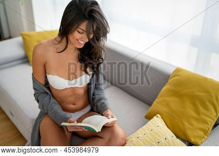 Portrait Of Sensual Beautiful Woman In Ligerie. Beauty, Fashion, Glamour Concept