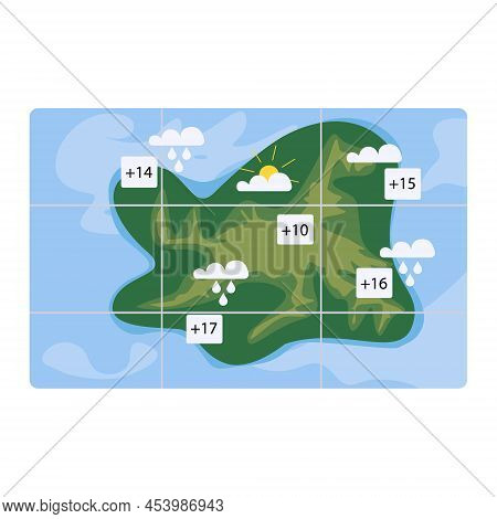 Weather Forecast Map Semi Flat Color Vector Object. Full Sized Item On White. Television Channel. Da