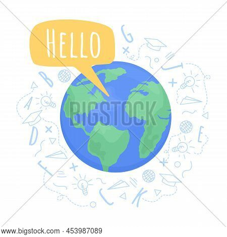 English Speaking Community 2d Vector Isolated Illustration. Language Learning Flat Object On Cartoon