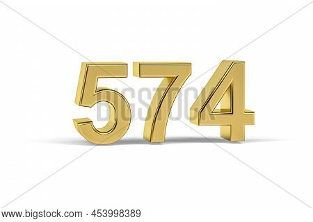 Golden 3d Number 574 - Year 574 Isolated On White Background - 3d Render
