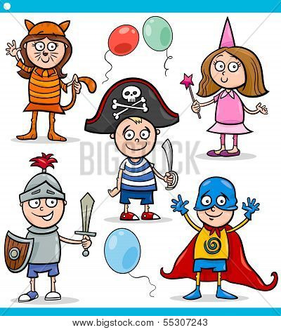 Children In Fancy Ball Costumes Set