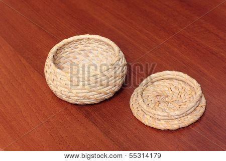 Wicker casket.