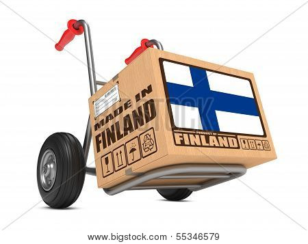 Made in Finland - Cardboard Box on Hand Truck.