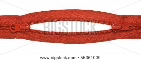 Two Sliders On Red Closed-ended Zip Fastener