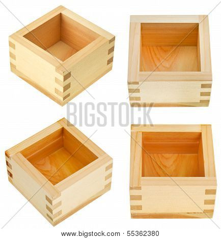 Set Of Traditional Wooden Box For Sake