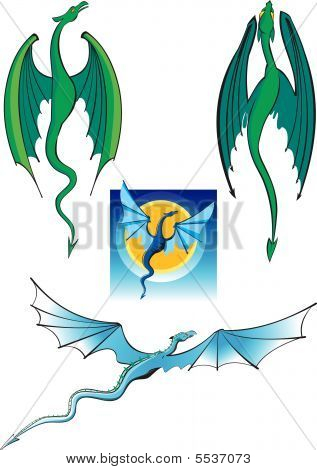 Létající draci. Několik různých draků.