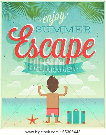 Summer Escape poster. Vector illustration.
