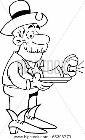 Cartoon prospector with a gold nugget