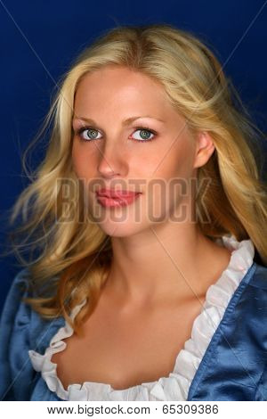 Baroque lady in blue dress
