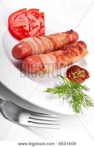 umwickelt Speck Wurst