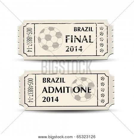  A pair of retro style tickets for Brazil 2014 football. 