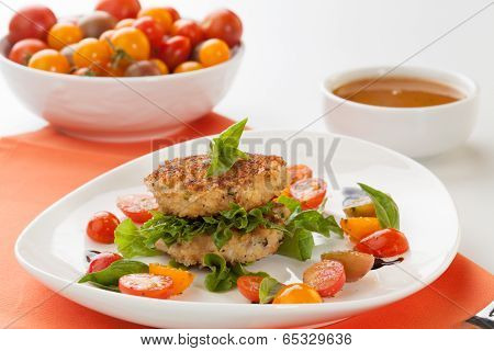 Crab Cakes And Tomato Salad